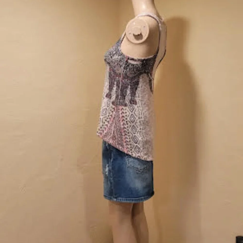 Ginger G knit high low racerback boho elephant tank top - Size Small - Picture 5 of 7